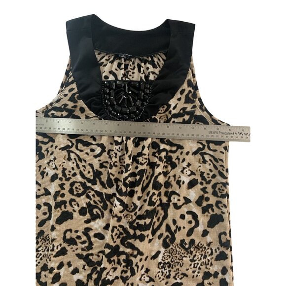 Notations Womens Animal Print Sleeveless Top With Beaded Neckline Size Medium - Picture 4 of 7